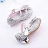 Princess Girls Shoes Party Dance Show Single Leather Shoes Bowtie Sequins Crystal Sandals Western Boutique Children'S High Heels