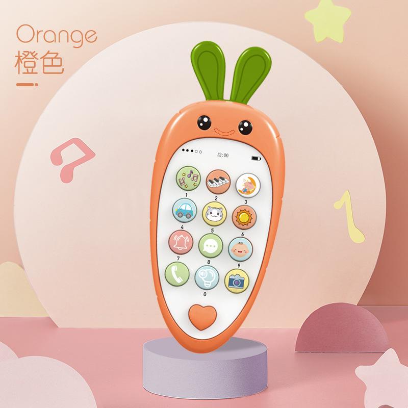 Baby Cartoon Radish Simulation Mobile Phone Can Be Bitten, Children'S Music Early Education Story Machine, Bilingual Learning Toy