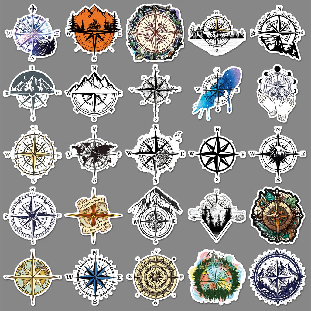 50 Kompass Graffiti Aufkleber Personalisierte Outdoor Camping Dekoration Mobile Koffer Wasserbecher Wasserdichte Aufkleber