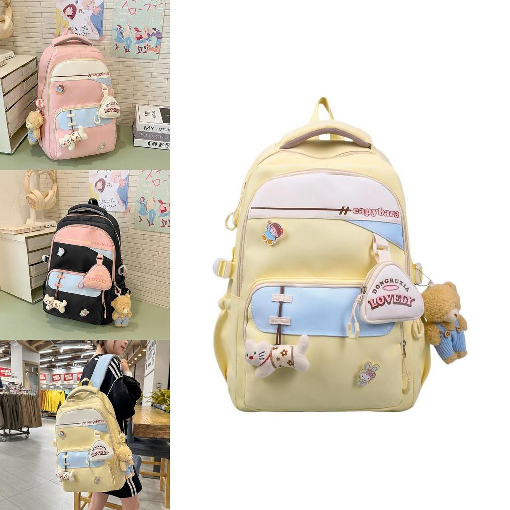 Multiuse Nylon Backpack For College And Travel With Letter And Rabbit Print Design