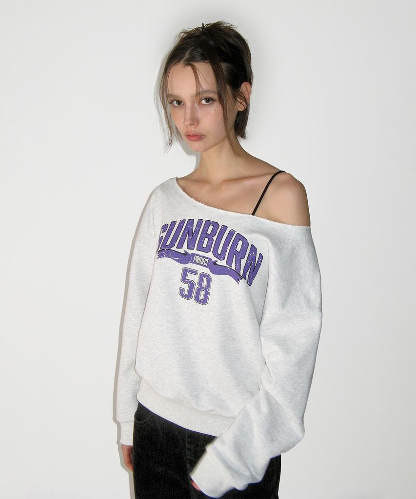SUNBURNPROJECT Off-Shoulder Sunburn Sweatshirt, Melange Gray