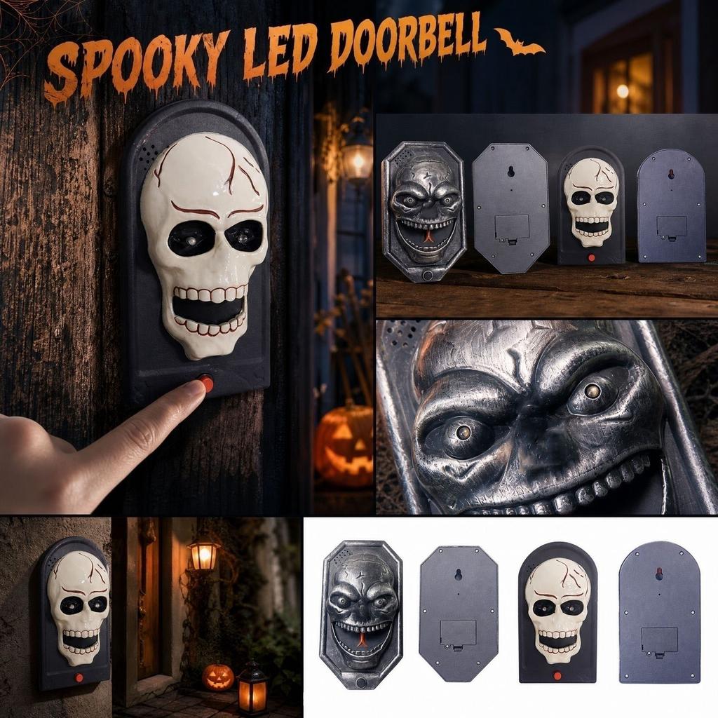 Electronic Doorbell with Skeleton Design Halloween Decoration Funny Door Bell Hanger for Holiday Party