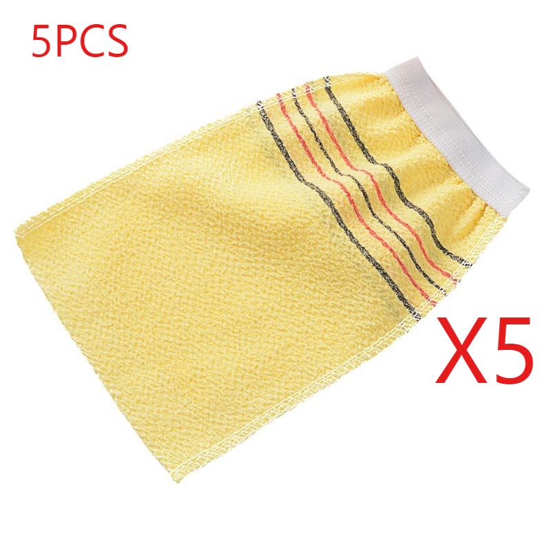 

Набор из 5 отшелушивающих мочалок для тела - Корейская/Итальянская глубокая очистка и удаление омертвевшей кожи, мягкая мочалка для душа/спа жёлтый