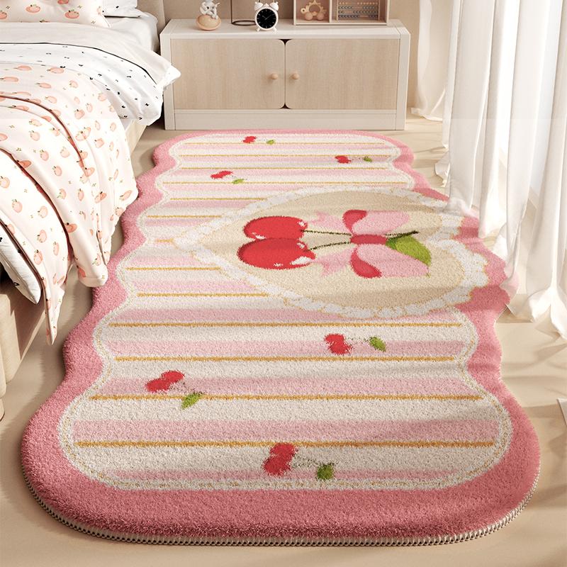 Pink Princess Style Children Room Bedside Carpet Girls Bedroom New Irregular Bow Carpet Special Shape Living Room Large Area Rug