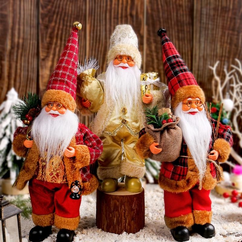 Multipurpose Holiday Ornament with Stylish Santa Doll Vibranting Fabric Christmas Collectible Figurines Daily Use
