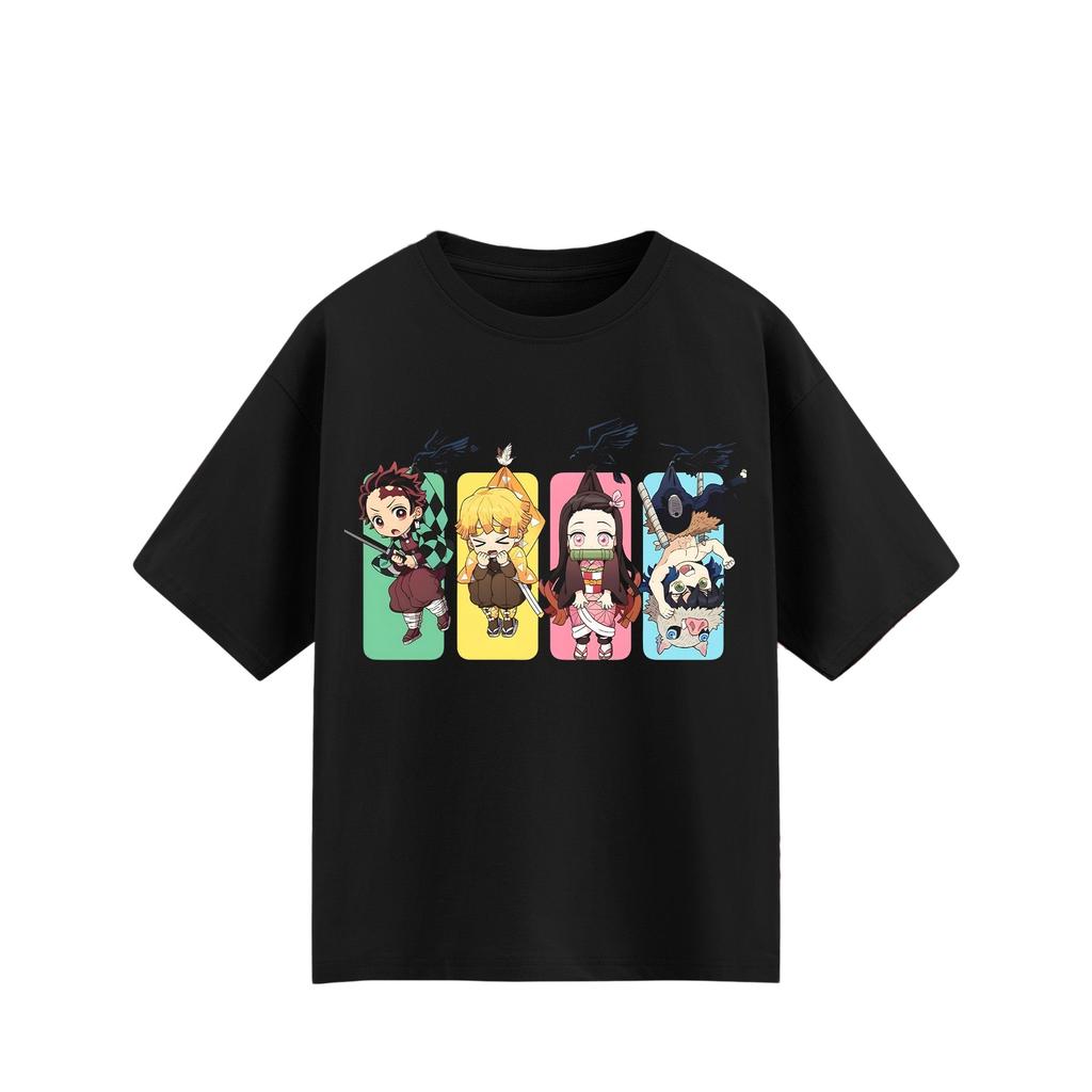 Demon Slayer Cartoon Printed T-shirt Men and Women Summer Cotton Y2K Clothing Fashion Anime Fans Short Sleeve Tops Streetwear