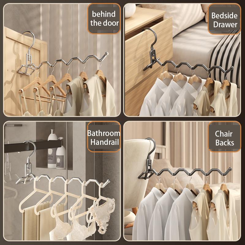 Portable Clothes Drying Rack,Stainless Steel Foldable Travel Clothing Hanger for Hotel,Rotary After Door Hanger with 3/5 Grooves