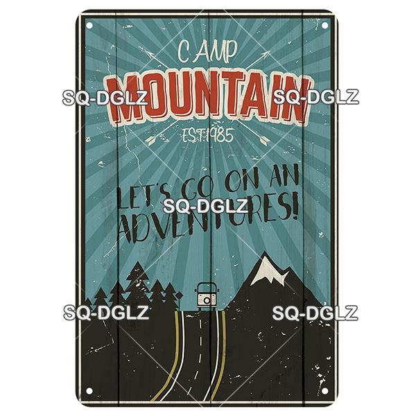 SQ-DGLZ Vintage Camping Rules Relax Metal Sign Plate Tin Sign Plate Home Bar Door Wall Decor Sticker Decoration Plaque Poster