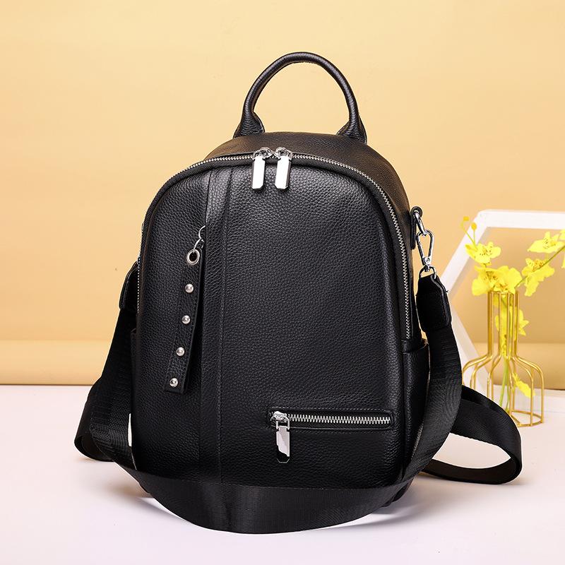Versatile Real Cowhide Women S Backpack Trendy Fashion Large Capacity Multi-Functional Versatile Commuter Leisure Small Backpack