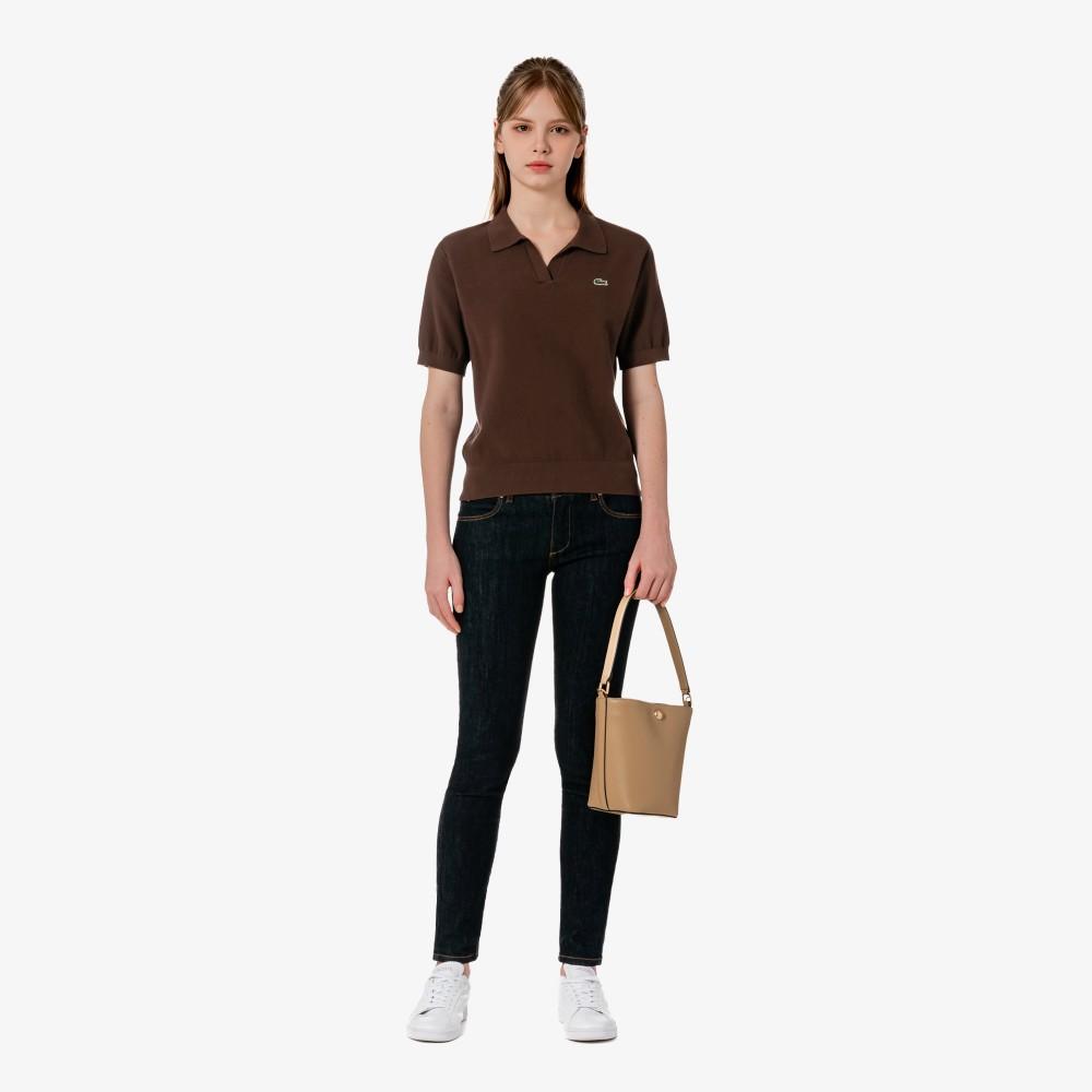 Lacoste Women's Open Collar Pique Sweater Polo Shirt PF300E-56GLFA