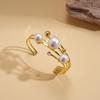 European and American metal sense imitation pearl geometry multi-layer hollow opening bracelet retro elegant jewelry 