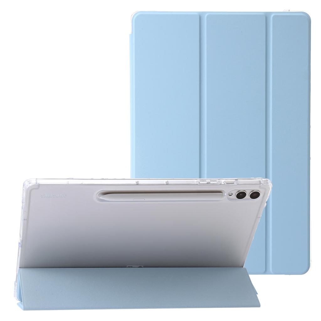 Pro Samsung Galaxy Tab S10+ Pouzdro Skládací Stojan Kůže+TPU+Akryl Průhledná Zadní Strana Kryt na Tablet
