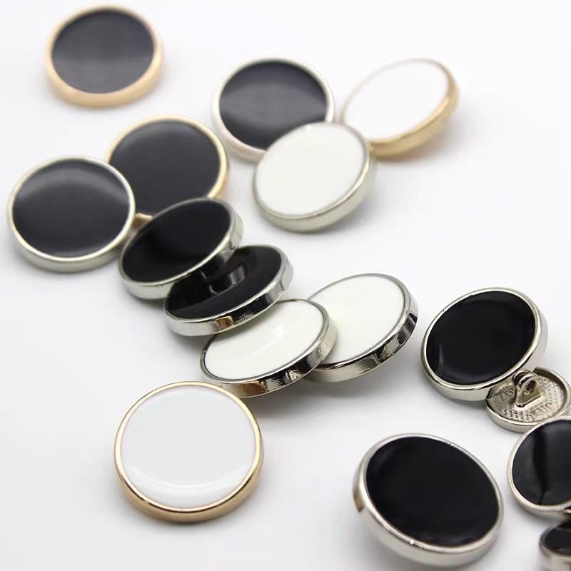 10Pcs 11.5/15/20/25Mm Decorative Buttons For Clothing Fashion Metal Black Small Buttons For Shirt Diy Sewing Buttons For Clothes