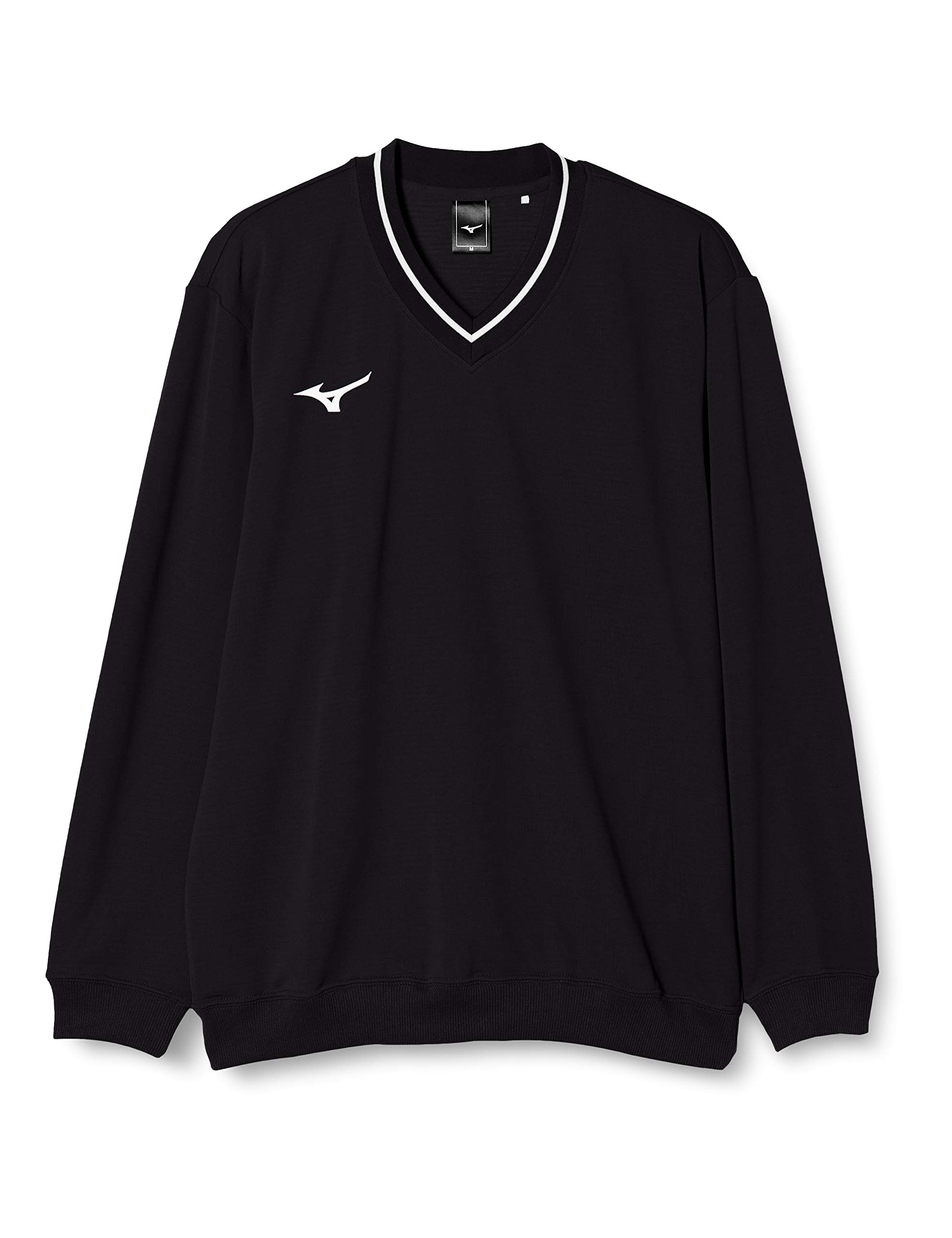 

Mizuno Tennis Medium Size M to Japanese Size Sweatshirt, V-Neck, Thickness, Moisture-Wicking, Quick-Drying, Stretch, Unisex, 62JC8001, Black, чёрный