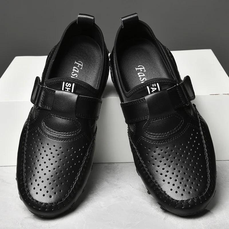 Mode Hohe Qualität Lässig Leder Outdoor Rutschfest Slipper Atmungsaktiv Flach Designer Handgefertigt Weiche Sohle Laufschuhe Übergröße 38-47