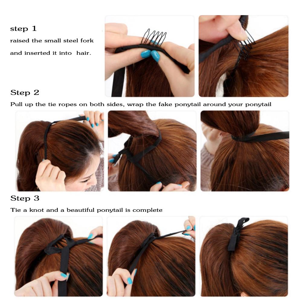 MISS WIG Synthetic 22 Inch Women Ribbons Long Straight Ponytail Hair Extensions Heat Resistant Ponytail Extensions for Women