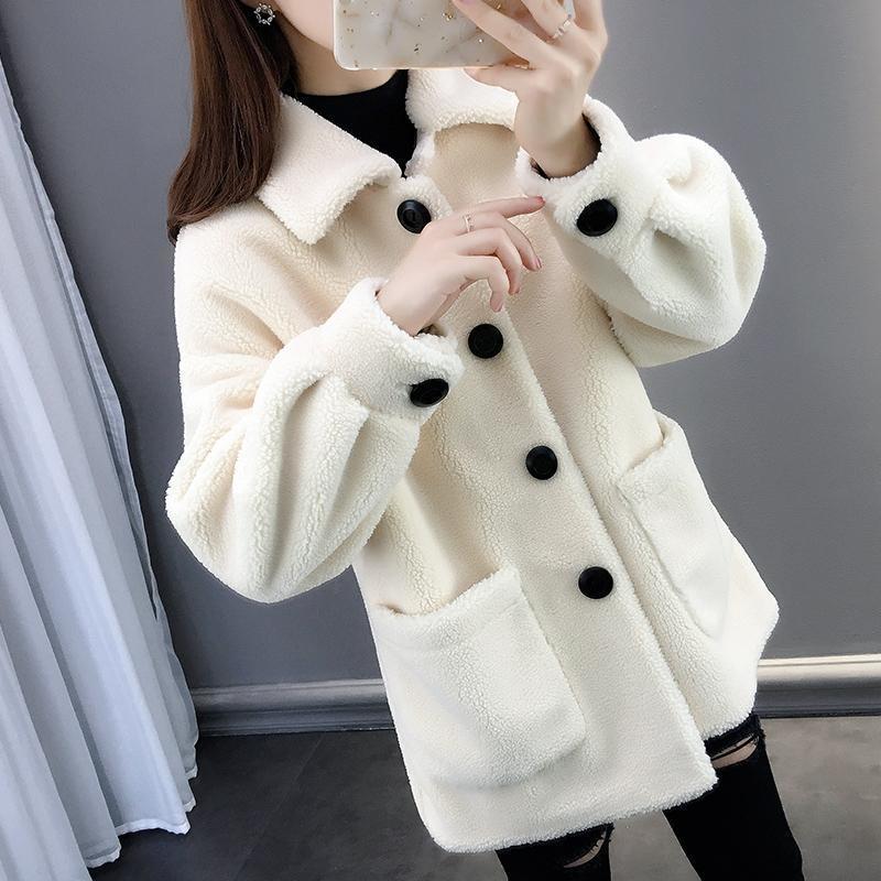 Women's Lambswool Coat: 2025 Autumn/Winter Korean-Style Loose Cardigan, Thickened Trendy Fleece