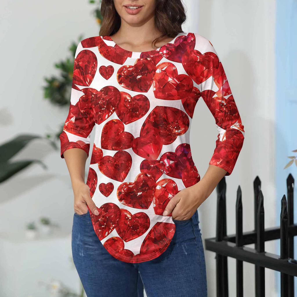 Damen-T-Shirts, 3/4-Ärmel, einfarbig, Pullover, Sommer, Frühling, Tops, Blusen