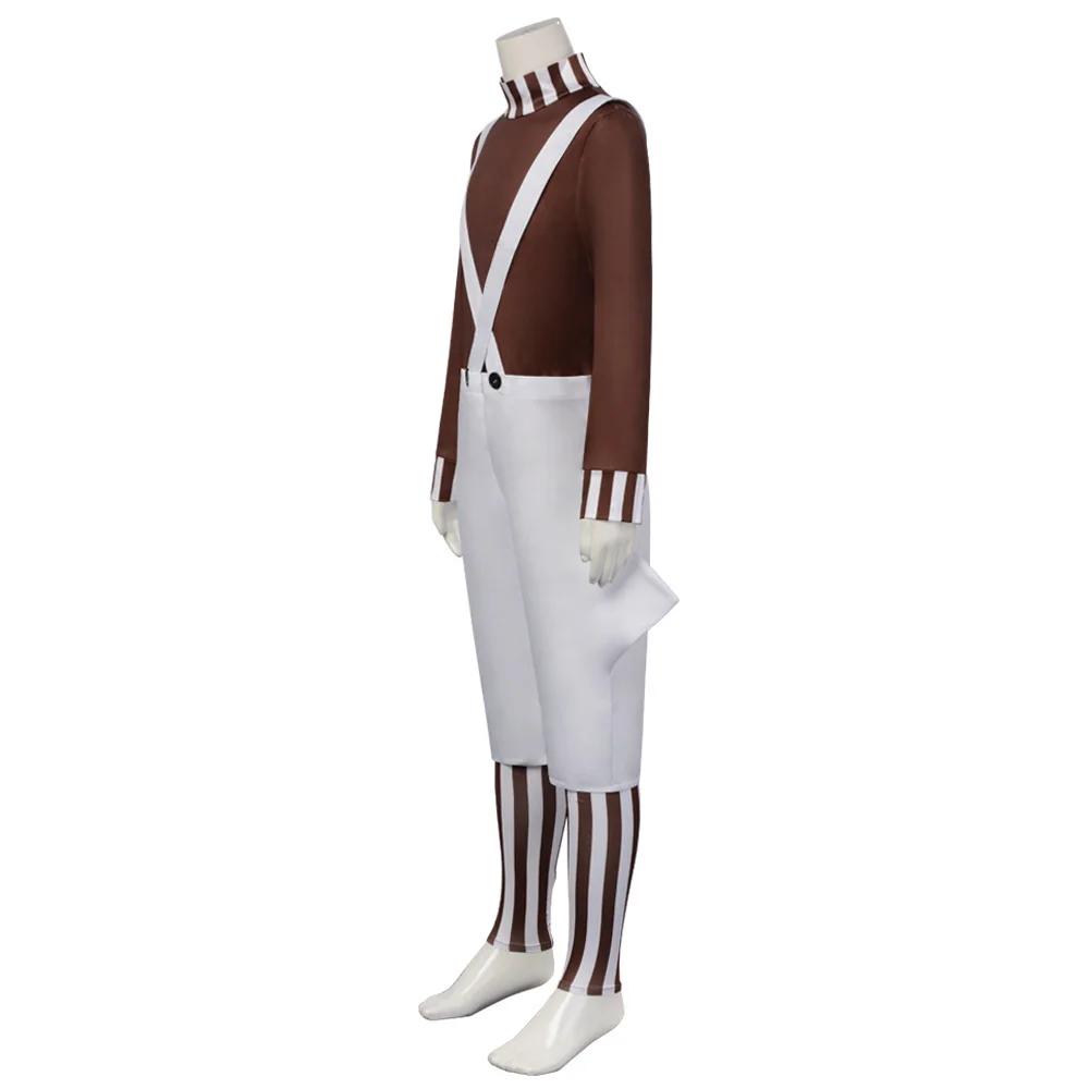 Children Oompa Cosplay Costume Loompa Cosplay Clothing Shirt Pants Kids Wig Set Outfits Halloween Carnival Party Boys Girls Suit