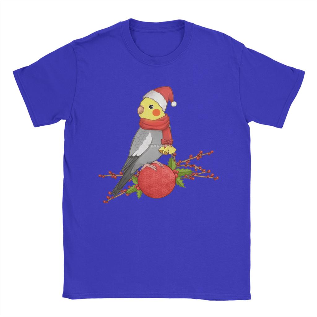 Christmas Cockatiel T-Shirt for Men  Humor Cotton Tees Crewneck Short Sleeve T Shirt Birthday Present Clothing
