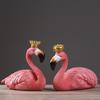 Nordic Crown Flamingo Couple Resin Figurines for Living Room or Study Decor
