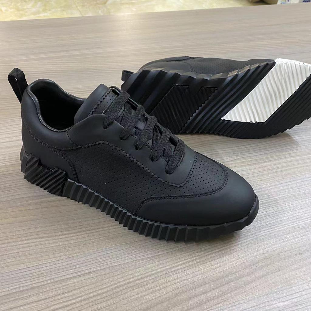 H Home Herren Leder Freizeitsneakers Schwarze Kleine Weiße Schuhe Paar Atmungsaktives Netz Herrenschuhe
