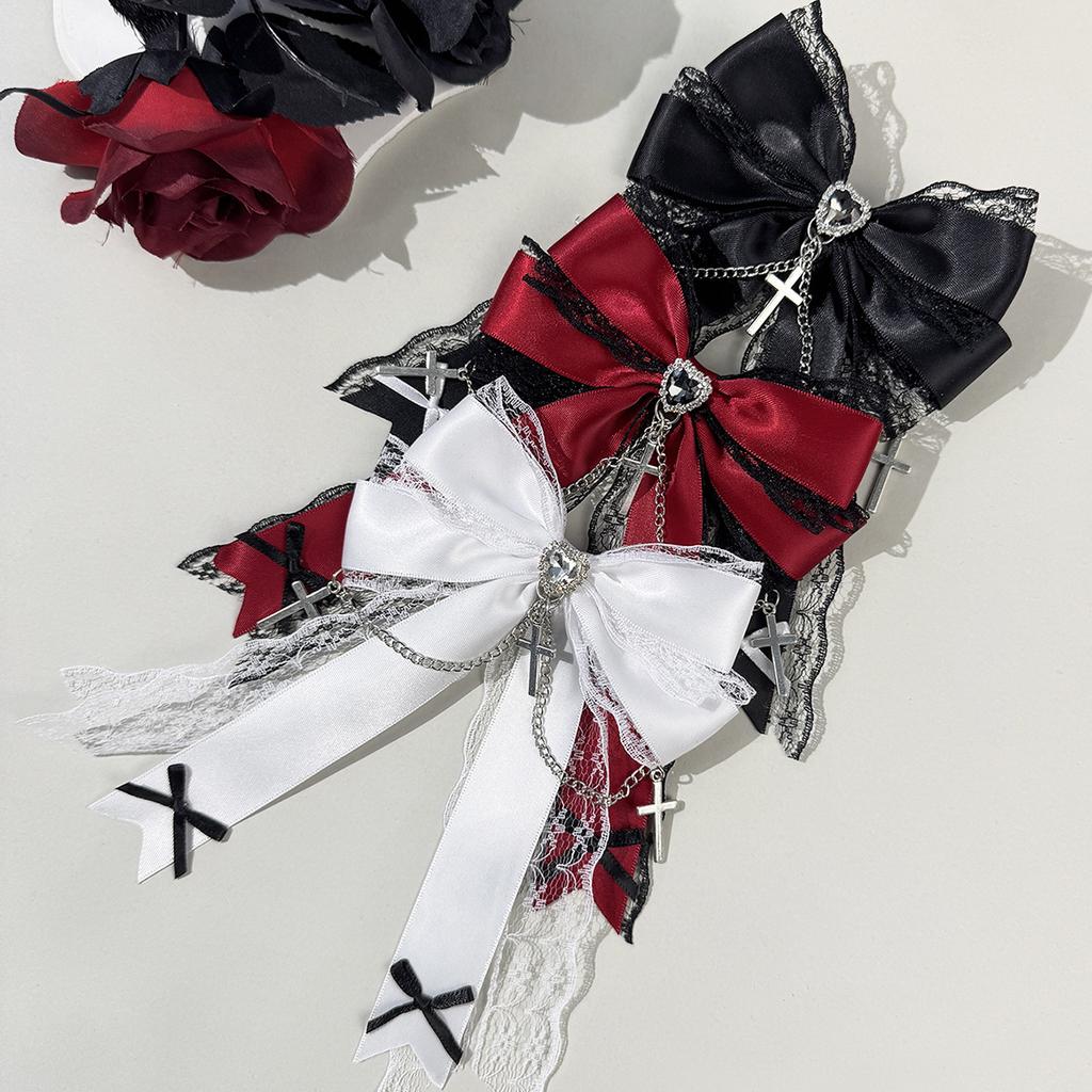 Gothic Lolita Stil Haarspange Schwarze Schleife Modische Haarspangen für Frauen