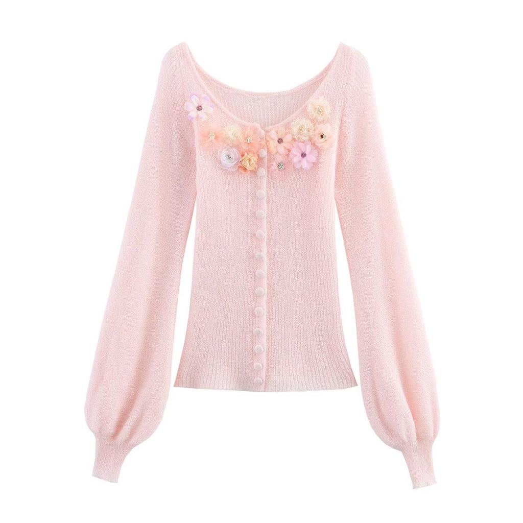 2025 Spring Women's European & American Floral Knit Cardigan - Fashionable, Simple, Versatile & Casual