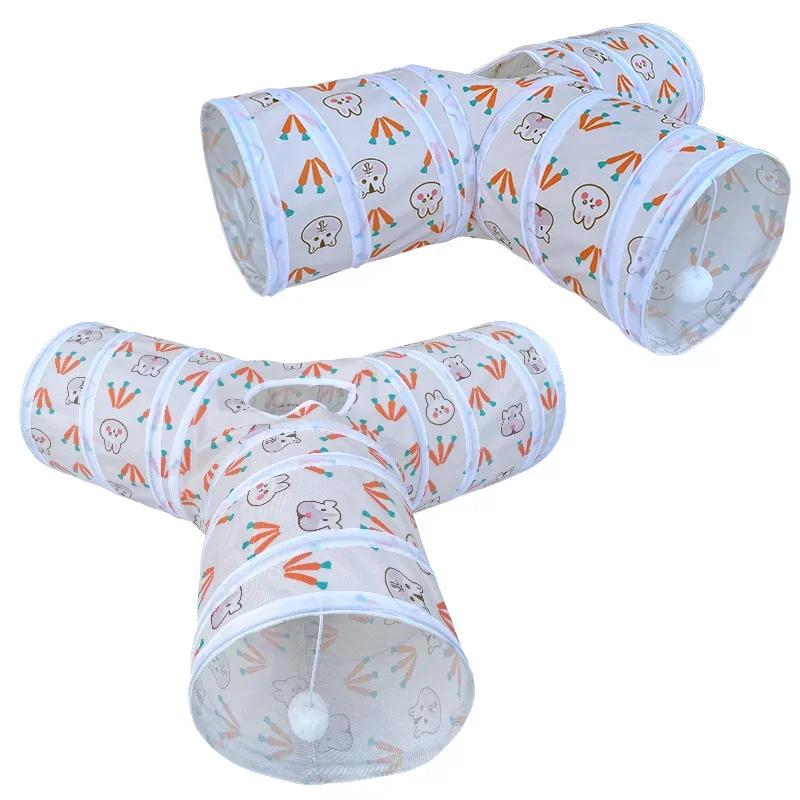 T/Y-shaped Tunnels Tubes Three/Two-channel Foldable Bunny Hideout Pet Supplies Small Animal Tunnel Toys For Rabbits Guinea Pigs