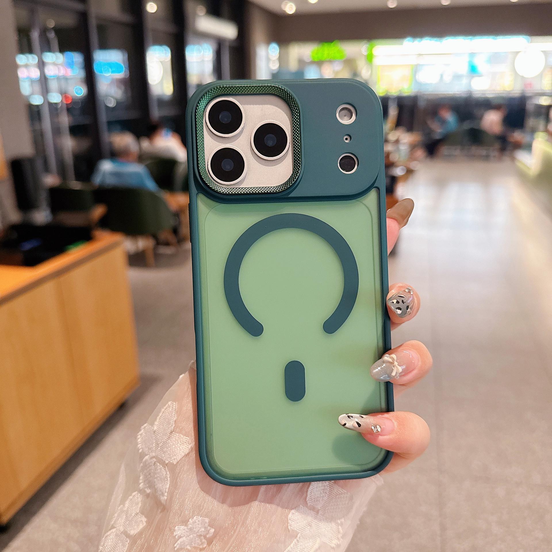 

Apple 17 Pro Max Drop-Proof Magnetic Phone Case with Diamond Texture & Pure Color Lens iPhone 13 Pro