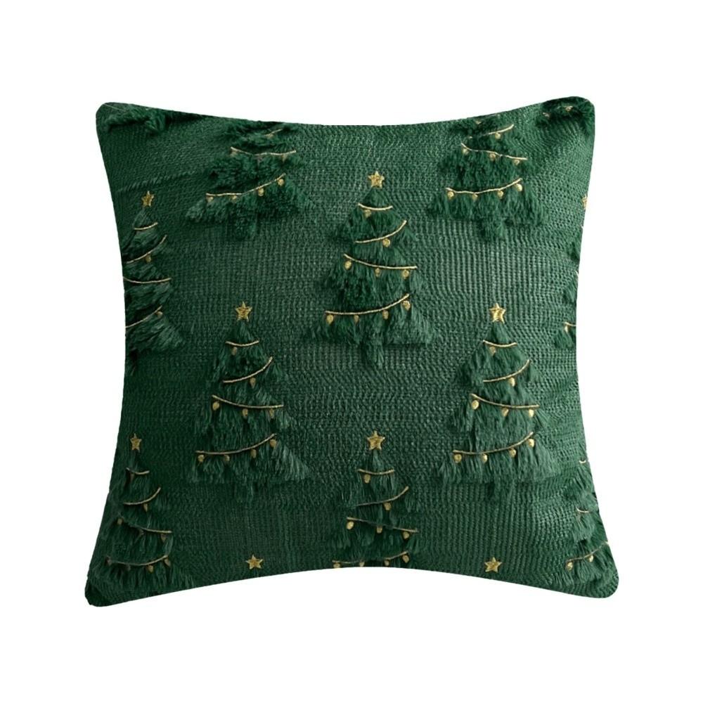 Short Plush Cushion Slipcover Xmas Tree with Light Throw Pillow Cover  Sofa Decoration