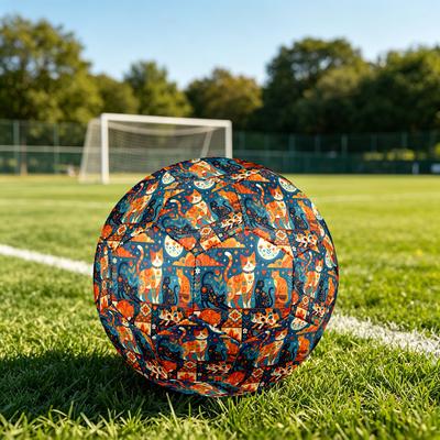 1pc Cats Folk Art Theme Soccer Ball Football, Size 5, Lightweight PVC, Outdoor Training Soccer Ball,Sports Gift T61417