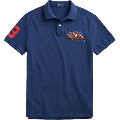 Polo Logo Bestickt Slim Fit Kurzarm Poloshirt Herren Oberteile Clear-Water-Blue MNPOKNI1N821113-410