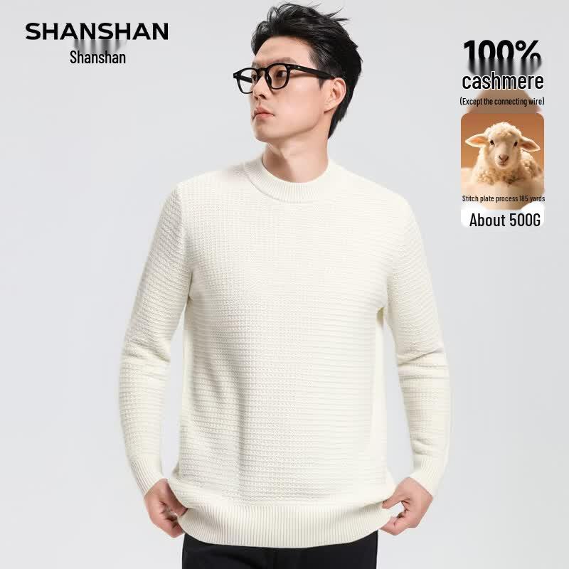 SHANSHAN Men's 100% Cashmere Thick Round Neck Sweater