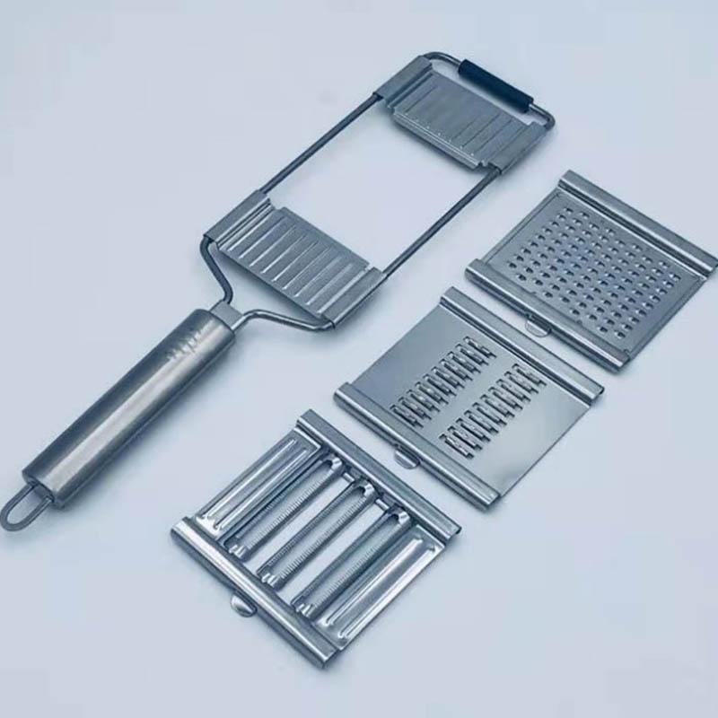 

3-в-1 многофункциональная овощерезка, терка из нержавеющей стали, измельчители, овощечистка для фруктов, картофеля, кухонные инструменты серебряный