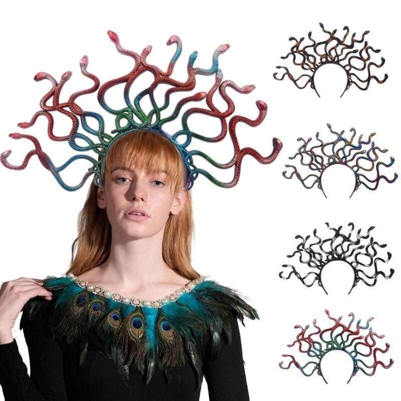 Mystical Ancient Snake Headpiece Quality Headdress Unique Headwear Halloween Cosplay Accessory for Trendy Ladies