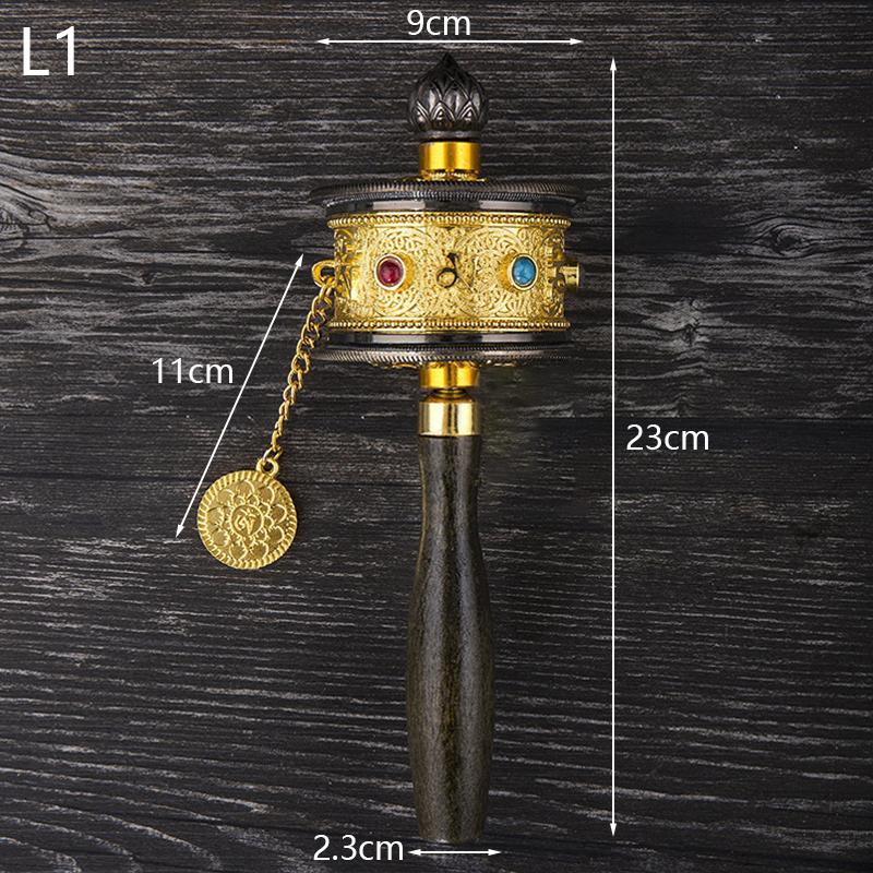 Tibetan Special Crafts Prayer Wheel Alloy Metal Hand Cranking Carving Crystal Decor Prayer Wheel Crafts Exquisite Buddhist Gift