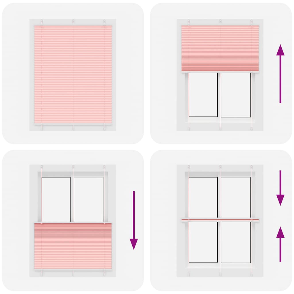 Pink Pleated Roller Blind 110X100 Cm Fabric Width 109.4 Cm