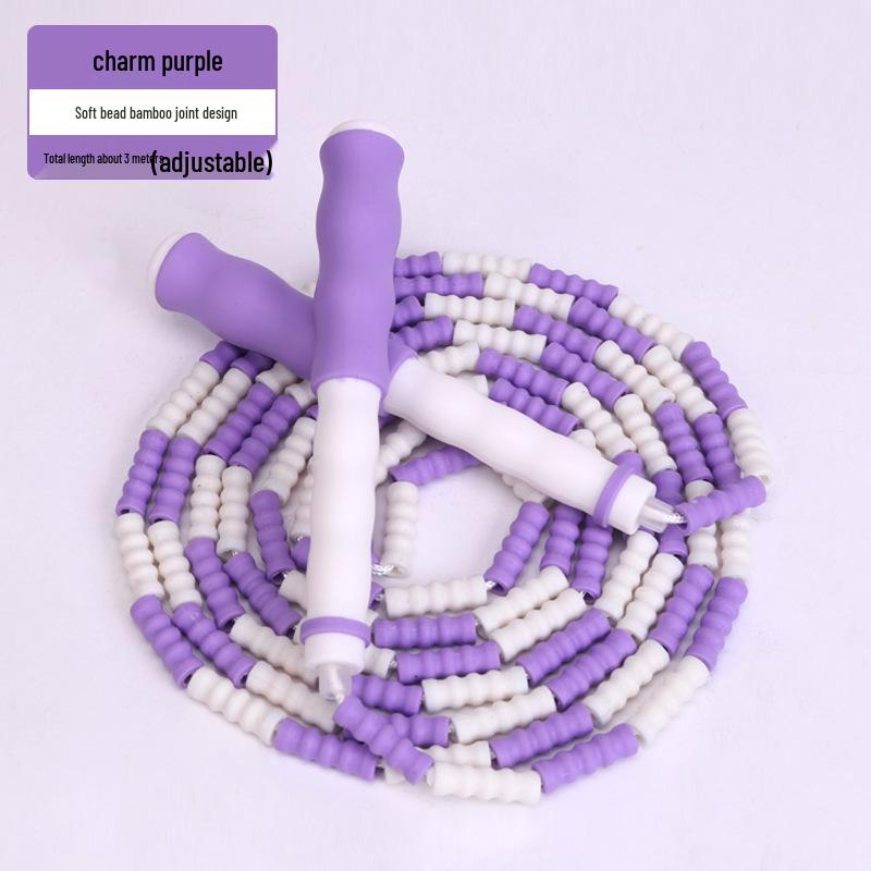 Adjustable Bamboo Jump Rope for All Ages - Speed, Beginners, Comfortable Grip, Soft Beads