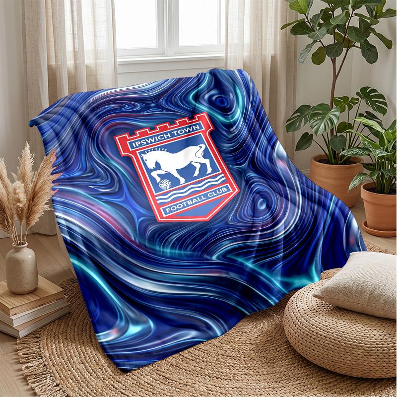 Ipswich Town Football Print Flannel Blanket, Soft Warm Lightweight Throw Blanket for Sofa Bed Camping