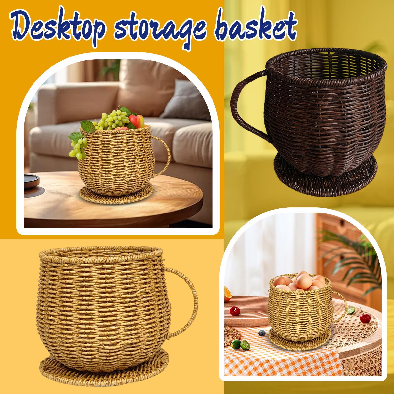 Desktop Coffee Cup Storage Basket, Rattan Coffee Capsule And Coffee Storage Basket arancione