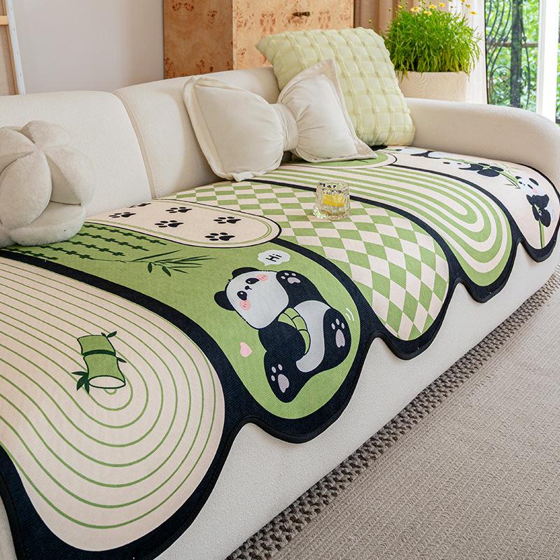 

Panda Chenier sofa cushion universal in all seasons, special-shaped irregular seat cushion, non-slip one-piece straight row cover 90*70cm
