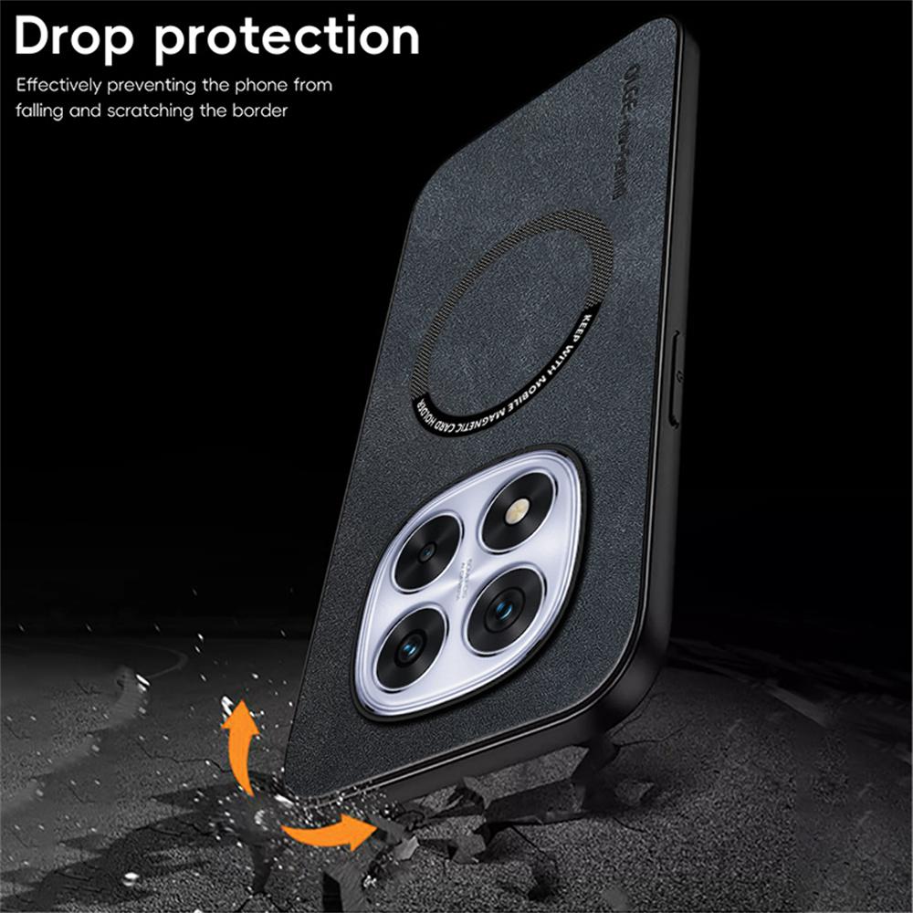 WANLONFENG YBP Series For Xiaomi Redmi Note 14 Pro 4G Magnetic Case with Tempered Glass Film PU+TPU Phone Cover Large Cutout
