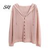 Everyday Wear Women Top Tops Hooded Drawstring Long Sleeve Pure Color Casual Blouse Summer Breathable Loose Fit Thin Ice Silk Sun Protection Coat