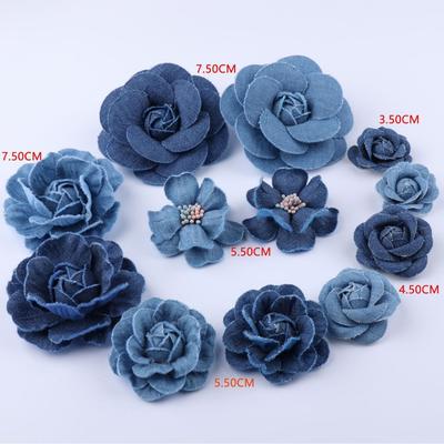Neuer Jeansstoff Künstliche Blumen DIY Spitzenbesatz Jeansblumen Scrapbooking Kopfschmuck Kleidung Blume