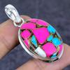 Natural Cotton Candy Turquoise 925 Sterling Silver Jewelry Pendant 1.97" ETC-13814