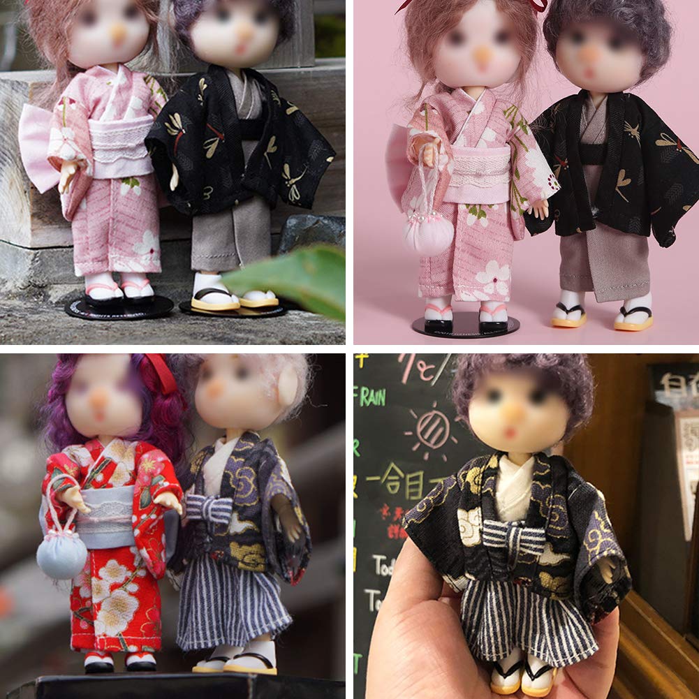 HIGHAWK Obitsu 11 OB11 Obitsu Doll 11cm Body Compatible Body9 Doll 11cm Kimono Set Suit Outfit Obitsu Body Kimono Nendoroid Yukata DDF 3-Piece (Boy,