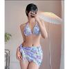 Damen S Sexy Frischer Bedruckter Gesplitteter Rock Stil Bikini Dreiteiliger Badeanzug
