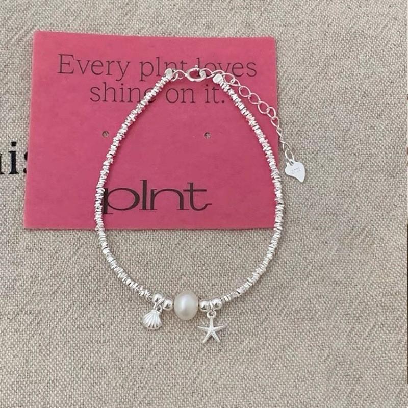Silver Pearl Shattered Bracelet Women Ocean Star Shell Minimalist Gift Jewelry