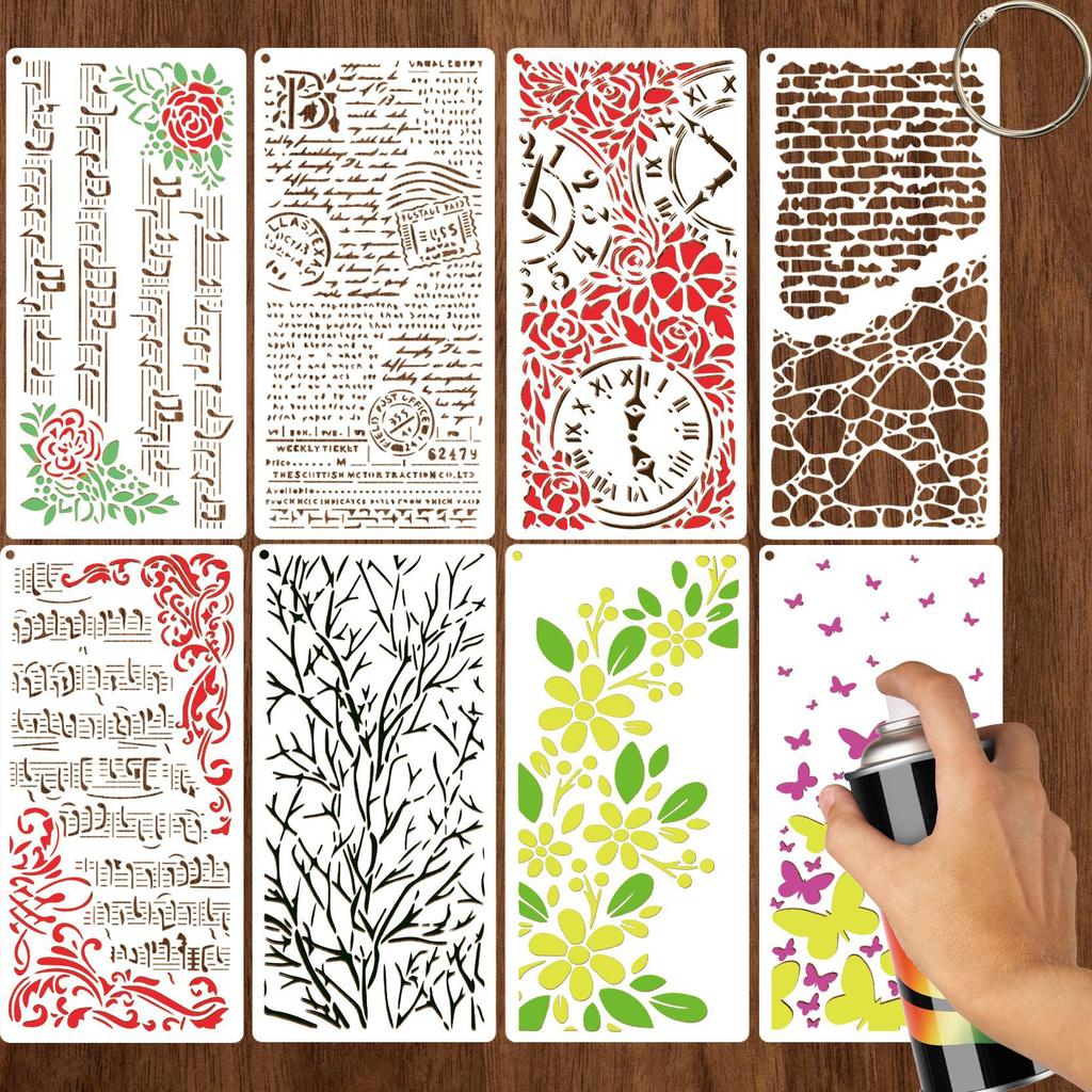 8 Pieces/set, Music Note Template, Reusable, Smooth and Clear Patterns, Painted Hollow Template, DIY Painting Template